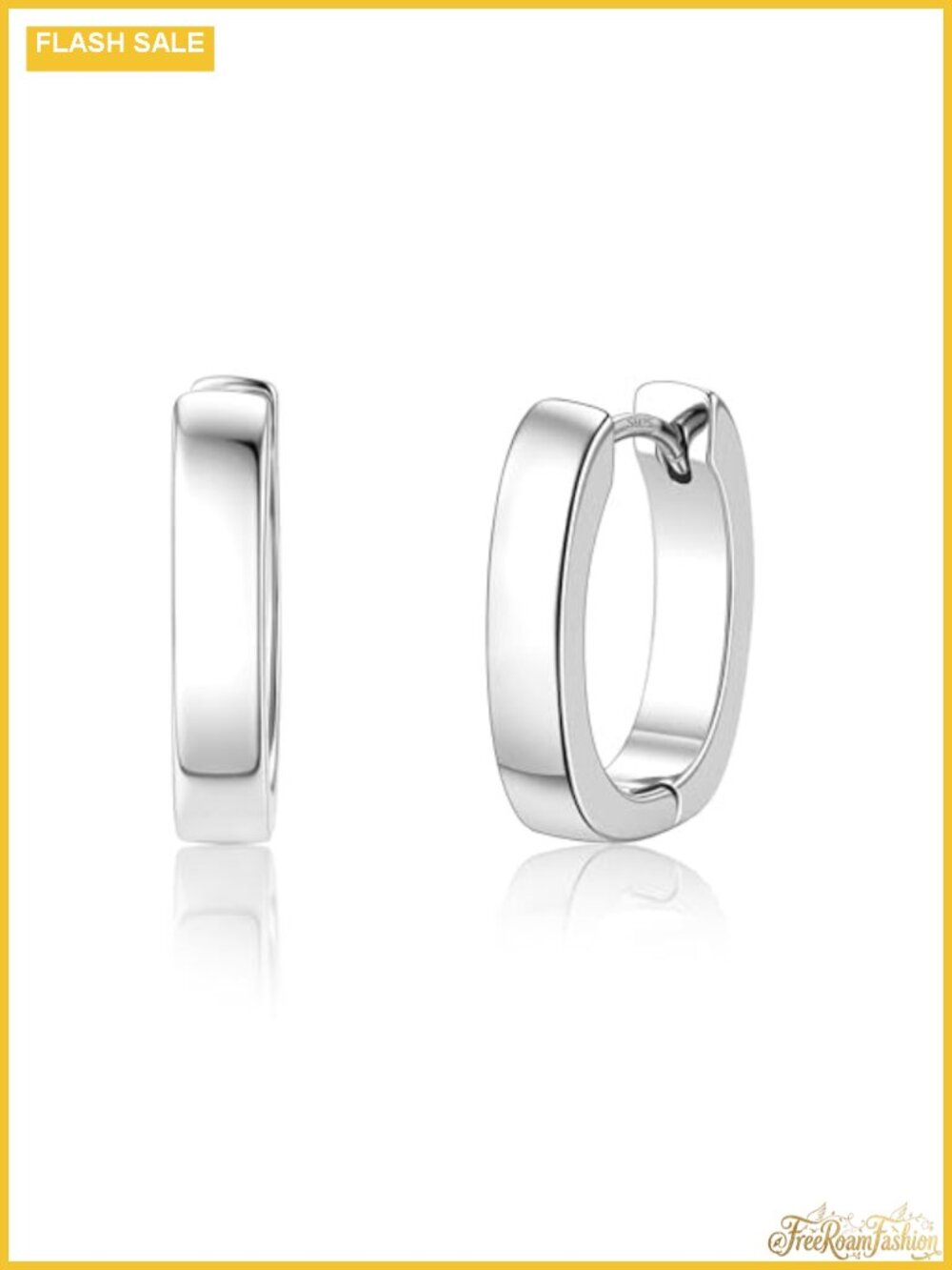 Silver Chunky Huggie Hoop Earrings for Women Hypoallergenic Lightweight